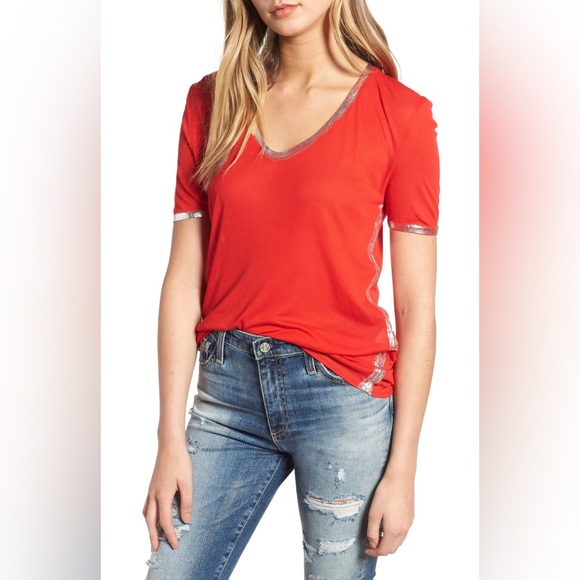Zadig & Voltaire Tops - Zadig & Voltaire Scarlet Tee with Metallic Highlights